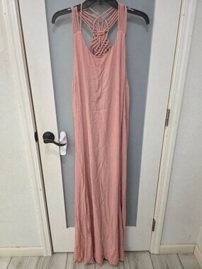 JustFab Pink Macrame-Back Maxi Dress XXL NWOT | Boho Summer Beach Vibes